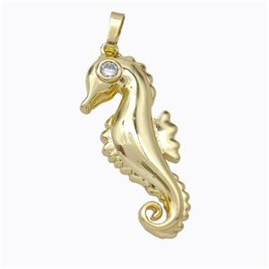 Copper Seahorse Pendant Pave Zirconia Gold Plated, approx 13-30mm