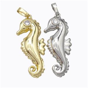 Copper Seahorse Pendant Pave Zirconia Mixed, approx 13-30mm