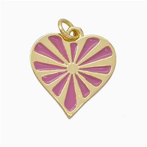 Copper Heart Pendant Pink Enamel Gold Plated, approx 16mm