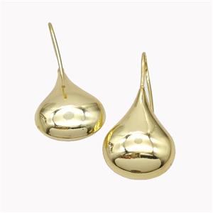 Copper Teardrop Hook Earrings Gold Plated, approx 19-25mm