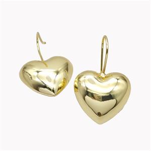 Copper Heart Hook Earrings Gold Plated, approx 25mm