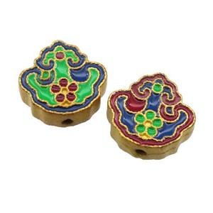 enamel alloy beads, gold plated, approx 14-15mm