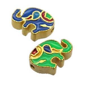 enamel alloy beads, elephant, gold plated, approx 10-15mm