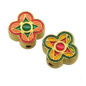 enamel alloy beads, gold plated, approx 14mm