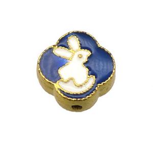 enamel alloy beads, Chinese Zodiac Hare, gold plated, approx 14mm