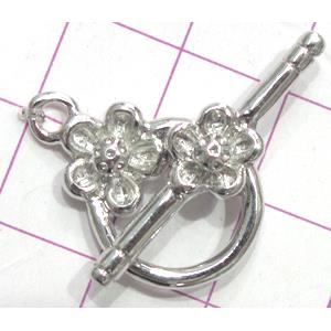 Copper toggle clasps, 14x18mm, stick: 28mm length, color code: D silver