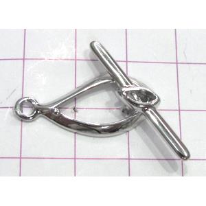 Copper toggle clasps, 12x28mm, stick: 28mm length, color code: F platinum