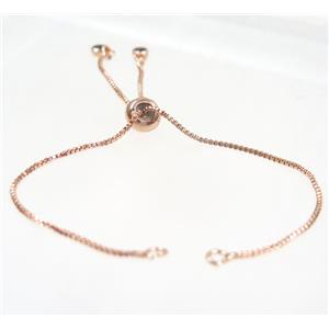 copper chain for bracelet pave black zircon, rose gold, approx 12cm length, 1mm thin