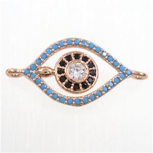 copper eye connector paved zircon, rose gold, approx 12-18mm