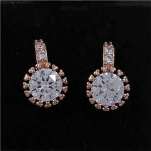 copper earring paved zircon, rose gold, approx 10mm dia