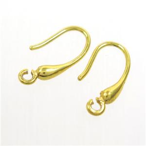 copper earring hook, color keeping, gold plated, approx 10-15mm