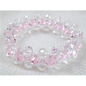 Chinese Crystal Glass Bracelet, stretchy, 60mm dia,glass:8mm