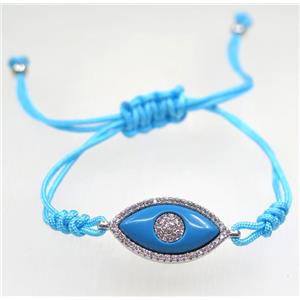 handmade bracelet with Evil eye pave zircon, nylon wire, approx 50-60mm dia