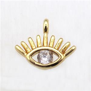 copper eye pendant pave zircon, gold plated, approx 10mm