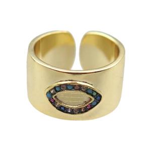 copper ring paved zircon, gold plated, approx 18mm dia