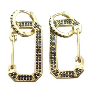 copper hoop Earrings pave zircon, gold plated, approx 15-30mm, 12mm dia