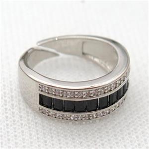 copper Rings pave zircon, platinum plated, approx 7mm, 17mm dia