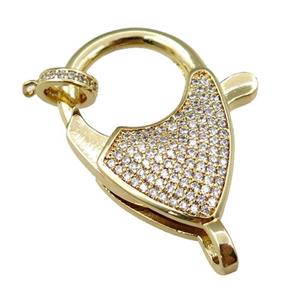 copper Carabiner Clasp paved zircon, gold plated, approx 20-30mm