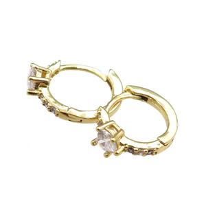 copper Hoop Earrings paved zircon, gold plated, approx 12mm dia