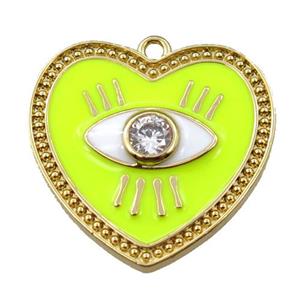 copper heart pendant with yellow enameled, eye, gold plated, approx 25mm