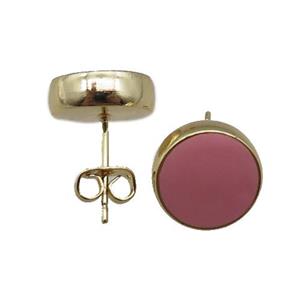 copper Stud Earrings with enameled, gold plated, approx 12mm