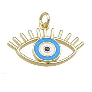 copper evil eye pendant, enamel, gold plated, approx 13-23mm