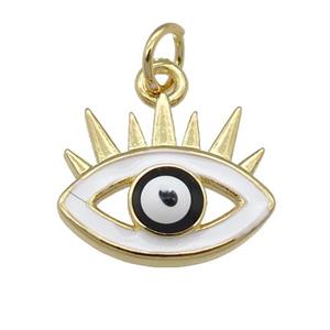 copper Evil Eye pendant with enamel, black, gold plated, approx 12-15mm