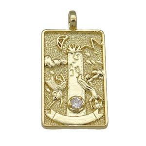 copper Tarot Card pendant, gold plated, approx 15-24mm