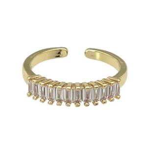 copper Rings paved zircon, gold plated, approx 4mm, 18mm dia