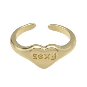 copper Ring Sexy Heart gold plated, approx 8.5mm, 18mm dia