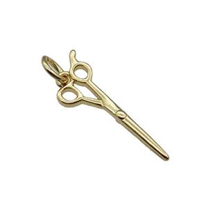 Copper Scissors Charm Pendant Gold Plated, approx 8-21mm