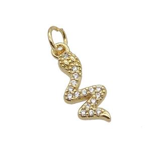 Copper Snake Pendant Pave Zircon Gold Plated, approx 7-14mm