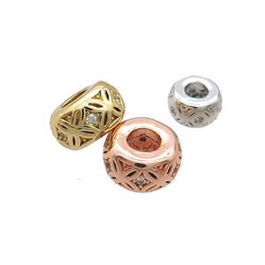 Copper Rondelle Spacer Beads Pave Zircon Mixed, approx 6mm
