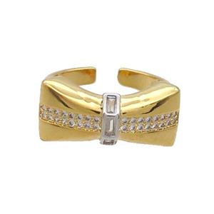 Copper Ring Pave Zircon Gold Plated, approx 10-22mm, 18mm dia