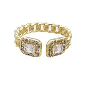 Copper Ring Pave Zircon Gold Plated, approx 7-8mm, 18mm dia