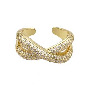 Copper Ring Pave Zircon Gold Plated, approx 10mm, 18mm dia