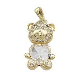 Copper Mouse Pendant Pave Zircon Crystal Glass Gold Plated, approx 14-27mm