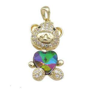 Copper Mouse Pendant Pave Zircon Crystal Glass Gold Plated, approx 14-27mm