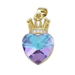 Copper Crown Pendant Pave Crystal Glass Zircon Gold Plated, approx 14-21mm