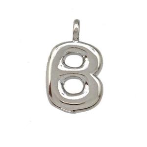 Copper Letter-B Pendant Platinum Plated, approx 12-14mm