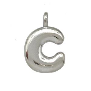 Copper Letter-C Pendant Platinum Plated, approx 12-14mm