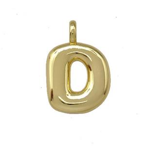 Copper Letter-D Pendant Gold Plated, approx 12-14mm