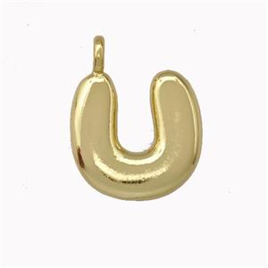 Copper Letter-U Pendant Gold Plated, approx 12-14mm