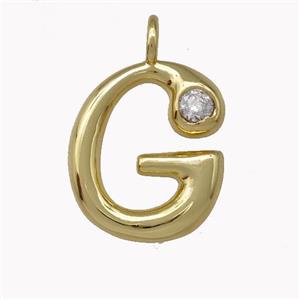 Copper Pendant Pave Zirconia Letter-G Gold Plated, approx 11-18mm