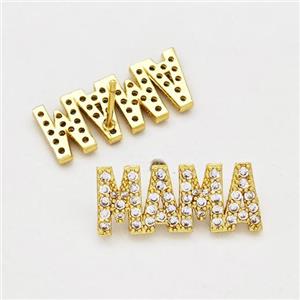 Copper MAMA Earrings Stud Pave Zirconia Gold Plated, approx 9-21mm