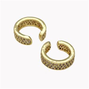 Copper Clip Earrings Pave Zirconia Gold Plated, approx 5mm, 14mm dia