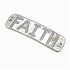 Copper FAITH Connector Pave Zirconia Platinum Plated, approx 14-48mm