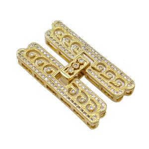 Copper Clasp Pave Zirconia Gold Plated, approx 8-34mm