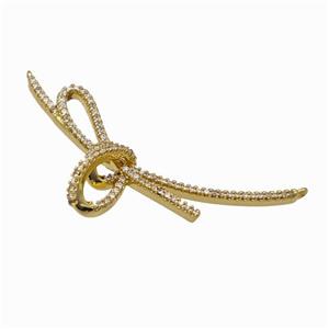 Copper Knot Connector Pave Zirconia Gold Plated, approx 20-45mm