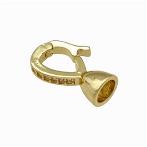 Copper Clasp Pave Zirconia Cordend Gold Plated, approx 8-16mm, 6mm hole